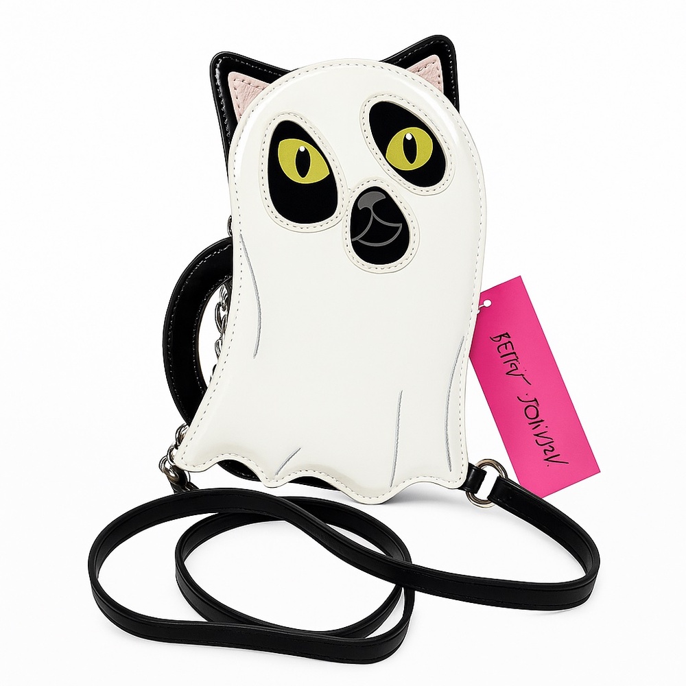 Betsey Johnson Ghost Cat Crossbody Bag Halloween Kitty Glow in Dark NWT